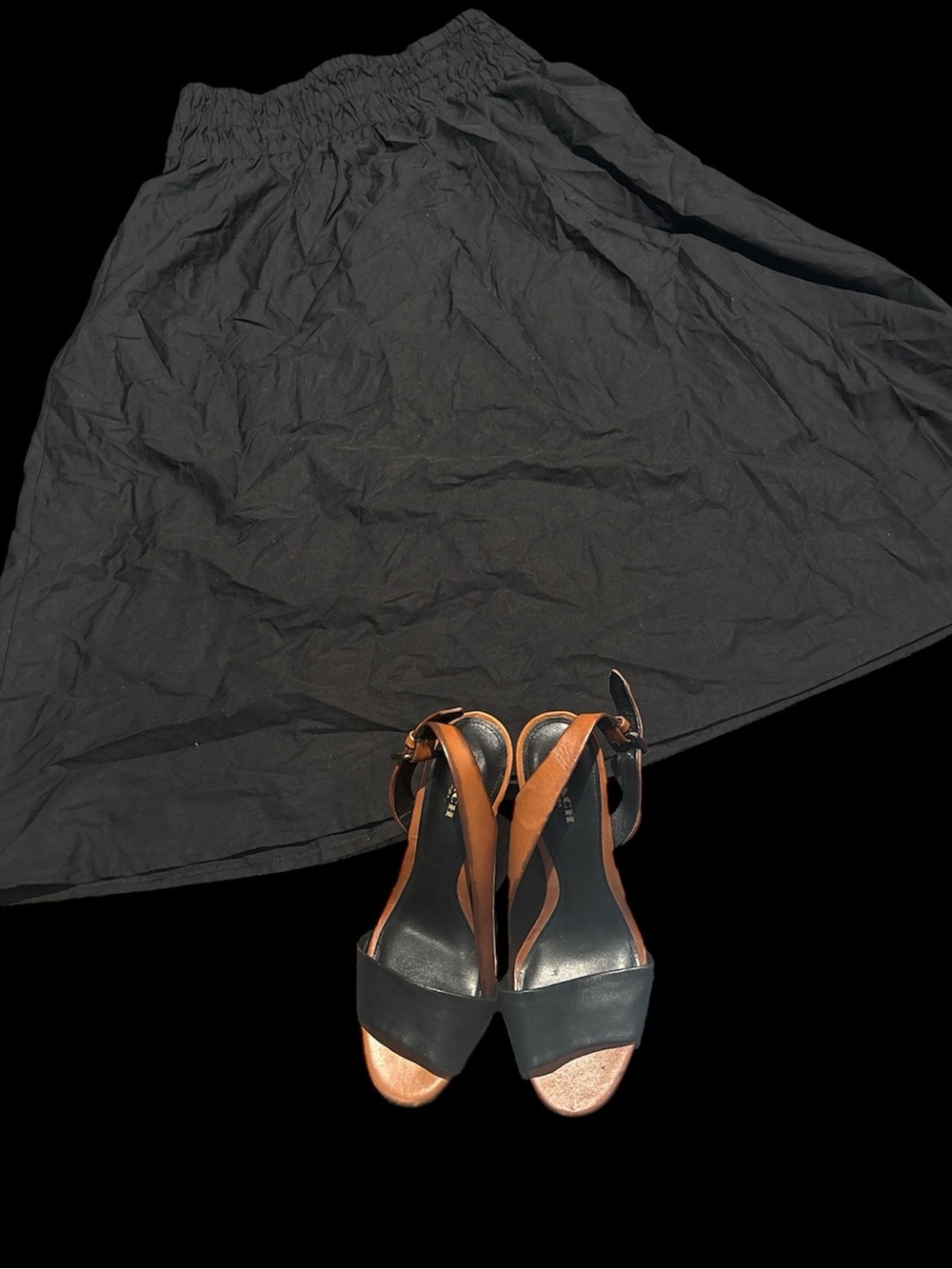 Coach Two-Tone Leather Slingback Heels in Black and Brown